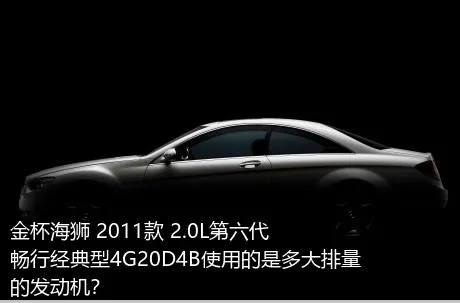 金杯海狮 2011款 2.0L第六代畅行经典型4G20D4B使用的是多大排量的发动机？
