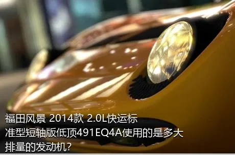 福田风景 2014款 2.0L快运标准型短轴版低顶491EQ4A使用的是多大排量的发动机？
