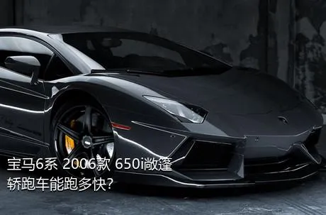 宝马6系 2006款 650i敞篷轿跑车能跑多快？