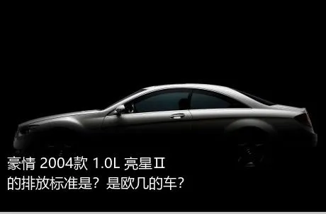 豪情 2004款 1.0L 亮星Ⅱ的排放标准是？是欧几的车？