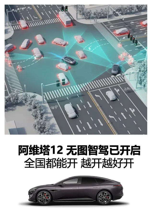 华为智驾天花板 阿维塔12全量开启“无图”城区NCA