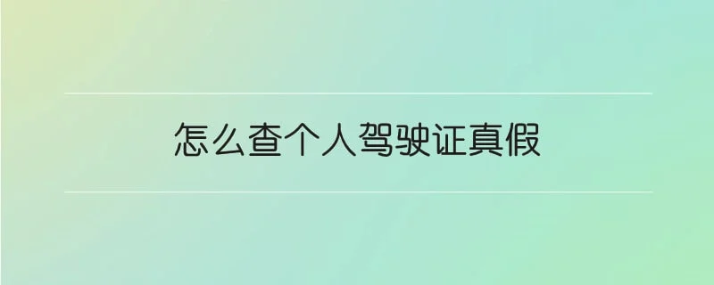 怎么查个人驾驶证真假