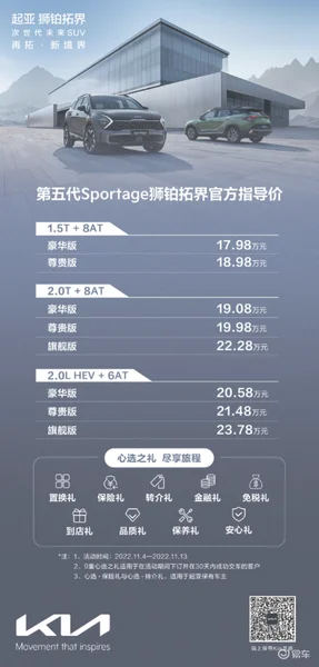 17.98万元-23.78万元，起亚狮铂拓界正式上市