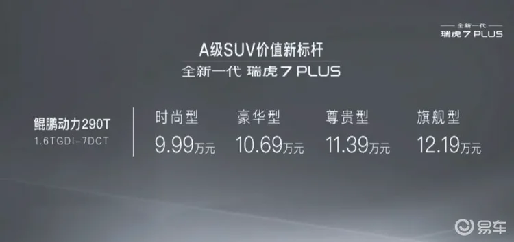 售9.99万元起！新一代瑞虎7 PLUS上市