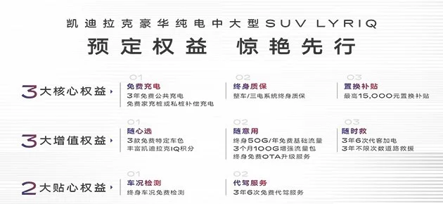 凯迪拉克LYRIQ预定权益公布 包含免费充电等