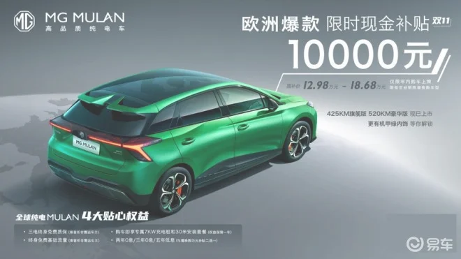 “欧洲销冠”MG MULAN 新增两款车型还有万元补贴