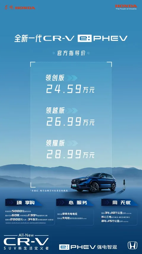 全新一代CR-V e:PHEV正式上市 售价区间24.59-28.99万元