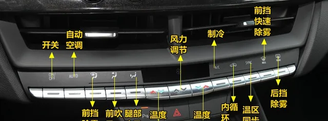 凯迪拉克CT4空调按钮图解，CT4空调除雾和暖风开启方法