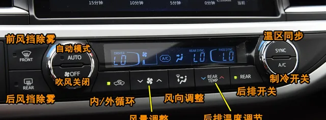 丰田汉兰达空调按钮图解，汉兰达空调除雾和暖风开启方法