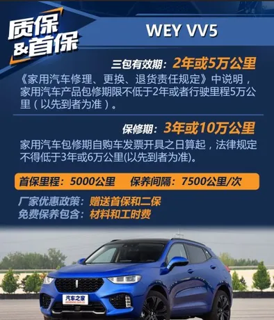 长城vv5二保多少公里，vv5二保保养费用